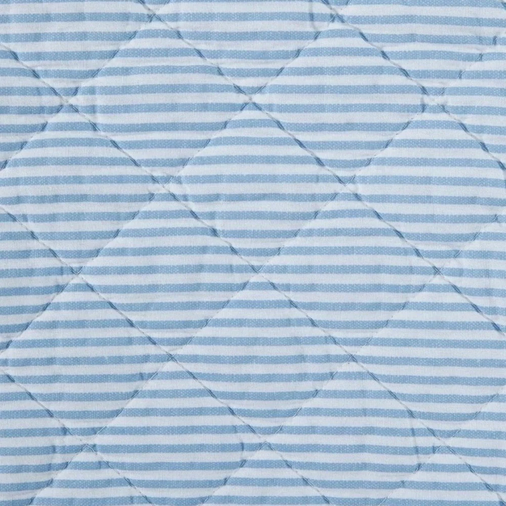 Laura Ashley King Oxford Striped Quilt Set Blue ~ NEW